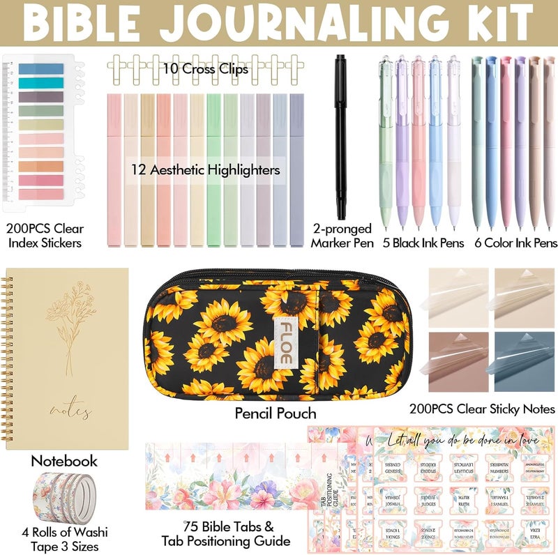 FLOE Bible Study Supplies Journaling Kit for Women, Valentines Day Christian Gifts for Women Her, Bible Study Tool w/Pastel Highlighter and Pen No Bleed, Pencil Case Notebook Annotation Kit Accessories Set - Image 2